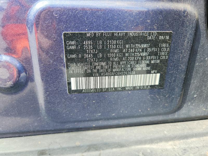 Aukcja sprzedaży 2017 Subaru Outback, vin: 4S4BSAFC6H3262038, numer aukcji: 50771166
