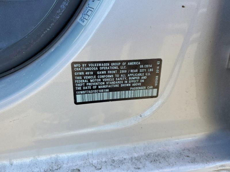 Продажа на аукционе авто 2014 Volkswagen Passat, vin: 1VWBT7A31EC105196, номер лота: 51684666