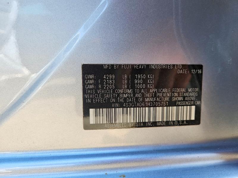 Продаж на аукціоні авто 2017 Subaru Impreza, vin: 4S3GTAD61H3705751, номер лоту: 50946656