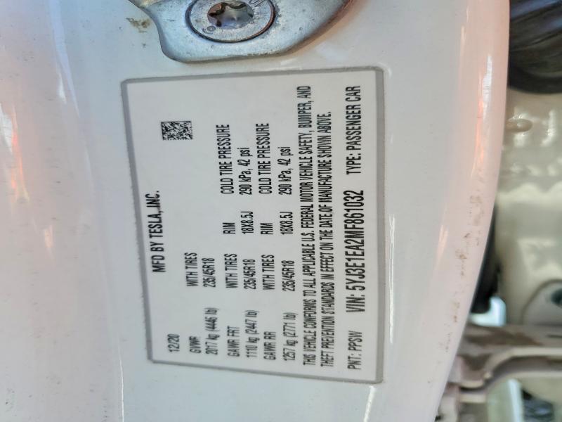 Продажа на аукционе авто 2021 Tesla Model 3, vin: 5YJ3E1EA2MF861032, номер лота: 48800496