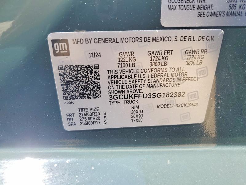 2025 Chevrolet Silverado მანქანა იყიდება აუქციონზე, vin: 3GCUKFED3SG182382, აუქციონის ნომერი: 48853846