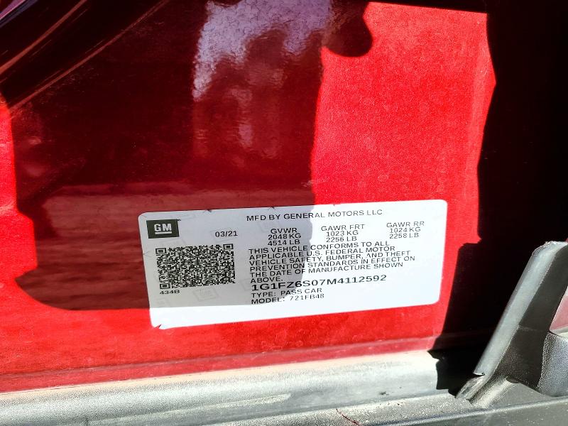 Продажа на аукционе авто 2021 Chevrolet Bolt Ev, vin: 1G1FZ6S07M4112592, номер лота: 49729366