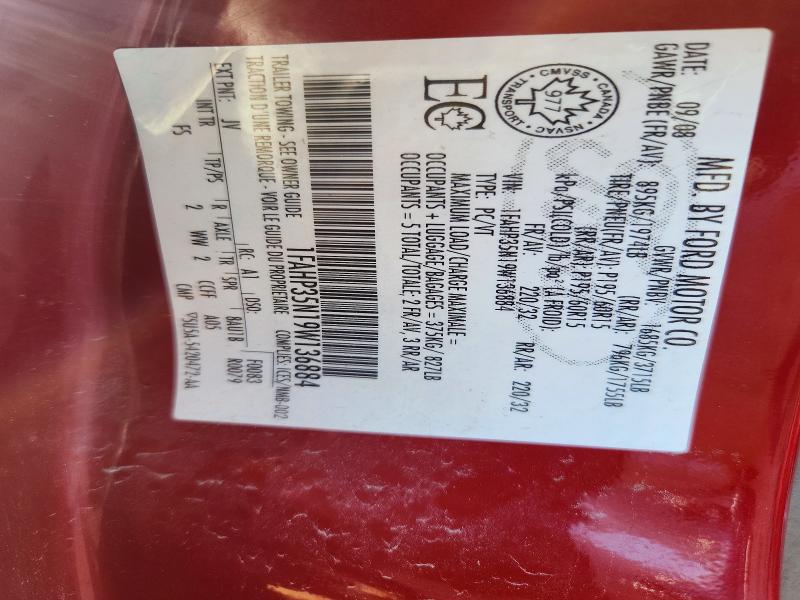 2009 Ford Focus მანქანა იყიდება აუქციონზე, vin: 1FAHP35N19W136884, აუქციონის ნომერი: 49914076
