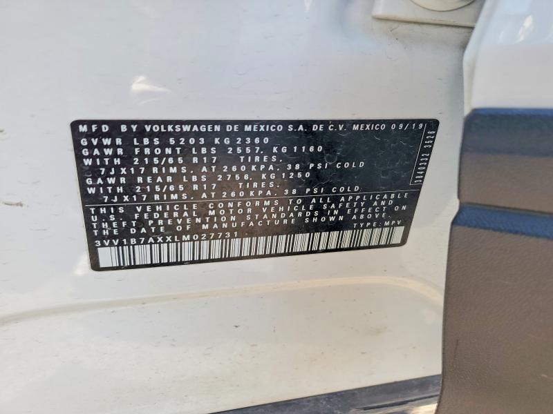 Aukcja sprzedaży 2020 Volkswagen Tiguan, vin: 3VV1B7AXXLM027731, numer aukcji: 50740366