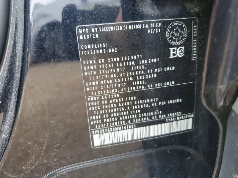 Aukcja sprzedaży 2021 Volkswagen Tiguan, vin: 3VV2B7AX6MM147631, numer aukcji: 51070666