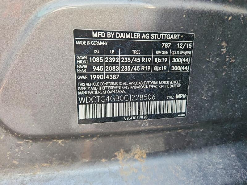 Aukcja sprzedaży 2016 Mercedes-benz Gla, vin: WDCTG4GB0GJ228506, numer aukcji: 50214896