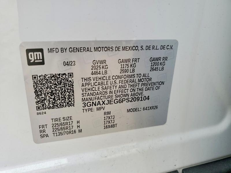 Aukcja sprzedaży 2023 Chevrolet Equinox, vin: 3GNAXJEG6PS209104, numer aukcji: 50265126