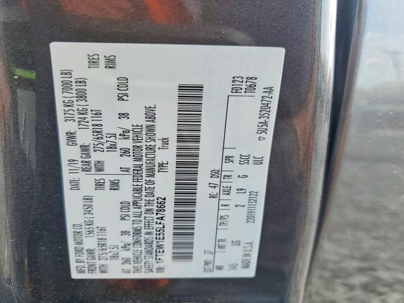 Продаж на аукціоні авто 2020 Ford F150, vin: 1FTEW1E55LFA78662, номер лоту: 45479156