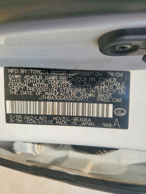 Продаж на аукціоні авто 2005 Lexus Es, vin: JTHBA30G455072977, номер лоту: 50721416