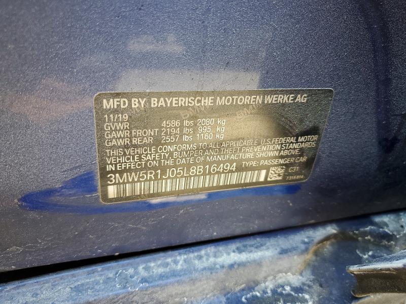 52081296 :رقم المزاد ، 3MW5R1J05L8B16494 vin ، 2020 Bmw 330i مزاد بيع