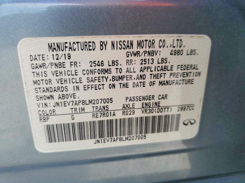 Продажа на аукционе авто 2020 Infiniti Q50, vin: JN1EV7AP8LM207005, номер лота: 50301796