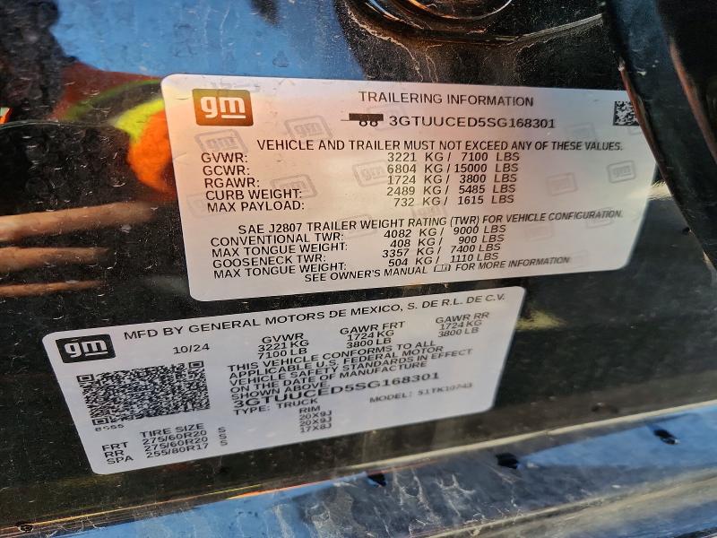 Продаж на аукціоні авто 2025 Gmc Sierra, vin: 3GTUUCED5SG168301, номер лоту: 50636446