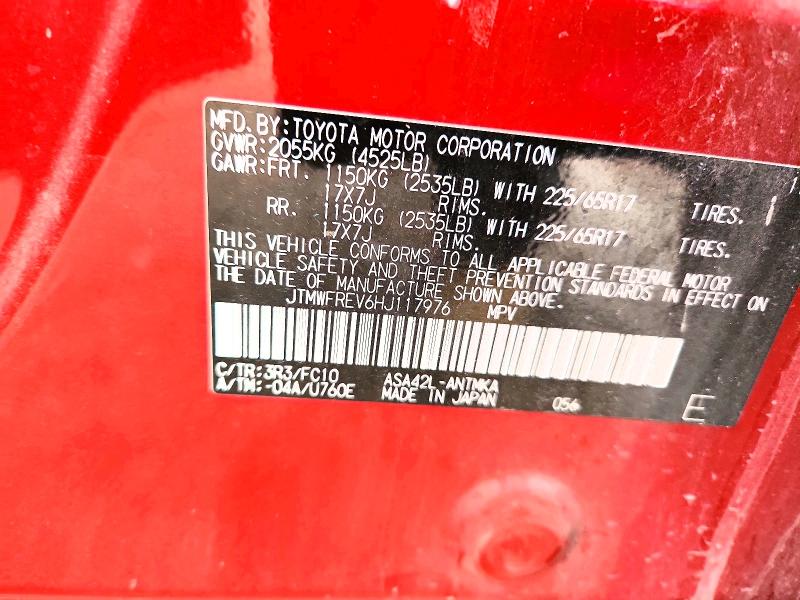 Aukcja sprzedaży 2017 Toyota Rav4, vin: JTMWFREV6HJ117976, numer aukcji: 51662636