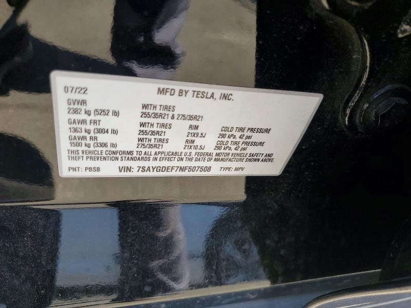 Продажа на аукционе авто 2022 Tesla Model Y, vin: 7SAYGDEF7NF507508, номер лота: 50481556