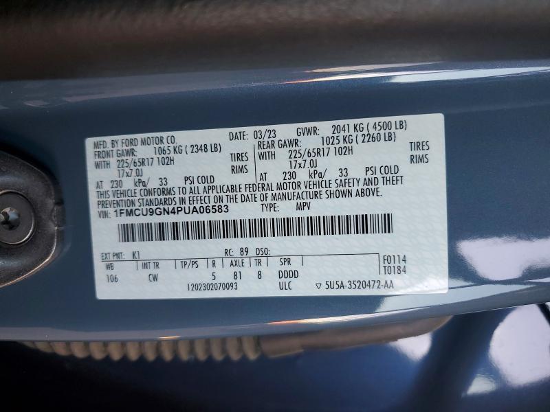 Продаж на аукціоні авто 2023 Ford Escape, vin: 1FMCU9GN4PUA06583, номер лоту: 50600676