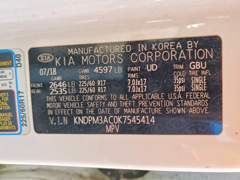 Продаж на аукціоні авто 2019 Kia Sportage, vin: KNDPM3AC0K7545414, номер лоту: 50168706