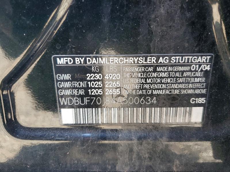 Продажа на аукционе авто 2004 Mercedes-benz E, vin: WDBUF70J84A500634, номер лота: 49761046