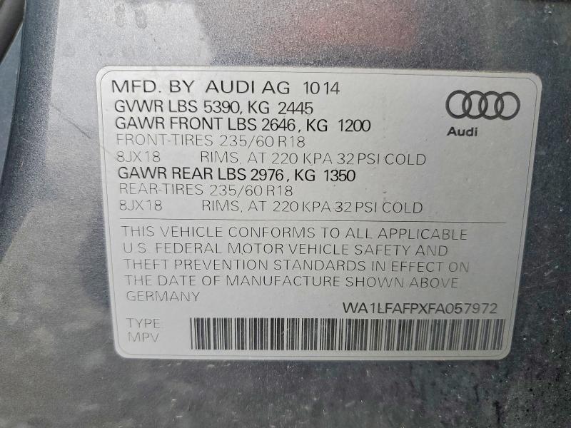 Продажа на аукционе авто 2015 Audi Q5, vin: WA1LFAFPXFA057972, номер лота: 48426196