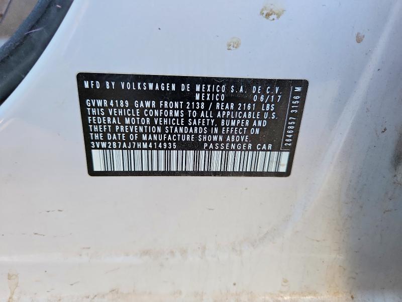 Aukcja sprzedaży 2017 Volkswagen Jetta, vin: 3VW2B7AJ7HM414935, numer aukcji: 49299426