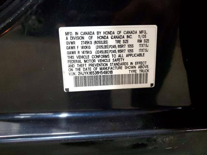 Продаж на аукціоні авто 2006 Honda Ridgeline, vin: 2HJYK16536H549018, номер лоту: 48644256