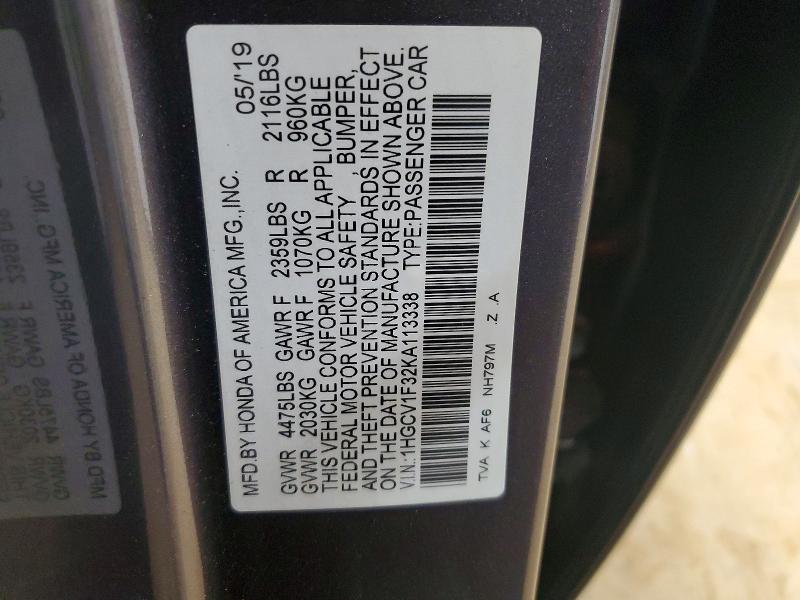 Продаж на аукціоні авто 2019 Honda Accord, vin: 1HGCV1F32KA113338, номер лоту: 50594936
