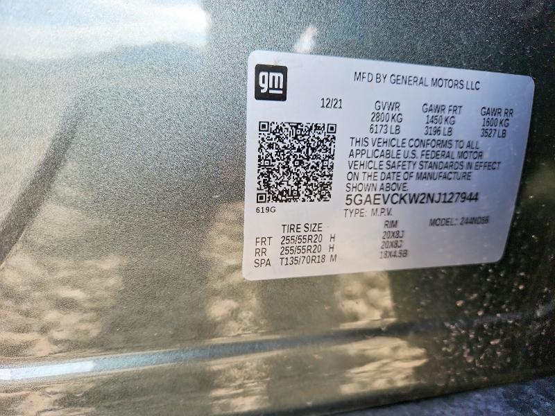 Продаж на аукціоні авто 2022 Buick Enclave, vin: 5GAEVCKW2NJ127944, номер лоту: 49100726