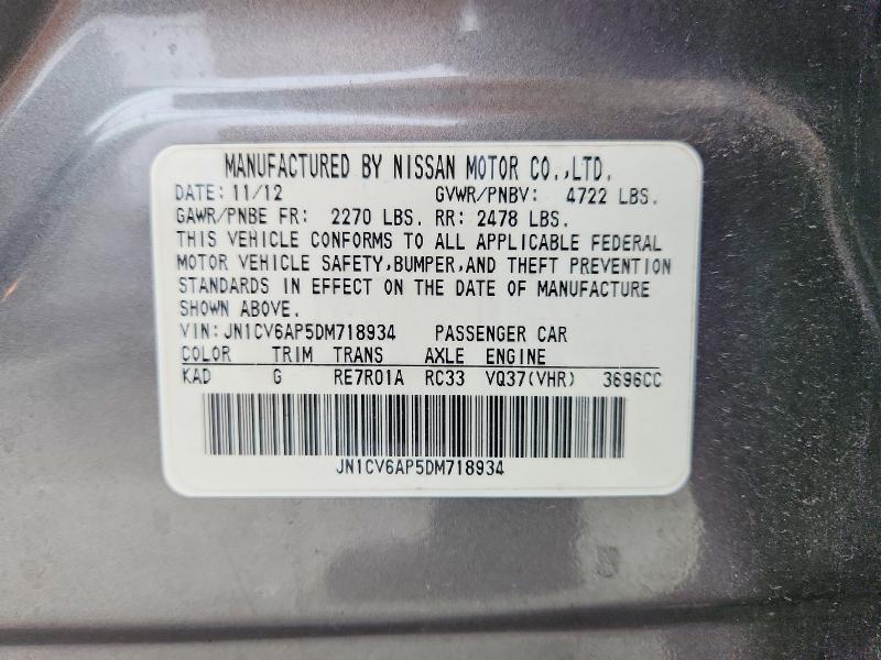 Aukcja sprzedaży 2013 Infiniti G37 Sedan, vin: JN1CV6AP5DM718934, numer aukcji: 50791146