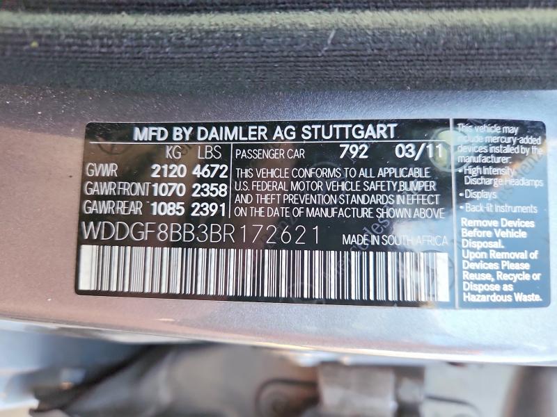 Продажа на аукционе авто 2011 Mercedes-benz C, vin: WDDGF8BB3BR172621, номер лота: 50713906