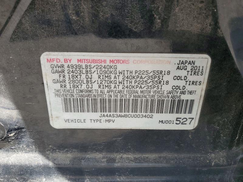 Aukcja sprzedaży 2012 Mitsubishi Outlander, vin: JA4AS3AW8CU003402, numer aukcji: 49186046