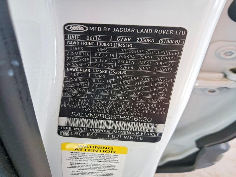 Aukcja sprzedaży 2015 Land Rover Range Rover Evoque, vin: SALVN2BG8FH956620, numer aukcji: 48697926