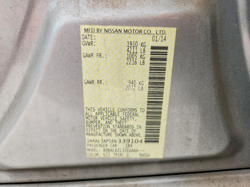 50892566 :رقم المزاد ، 1N4AL3AP5EN339104 vin ، 2014 Nissan Altima مزاد بيع