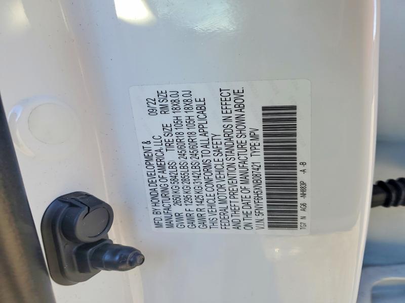 Aukcja sprzedaży 2022 Honda Pilot, vin: 5FNYF6H5XNB087421, numer aukcji: 48664046