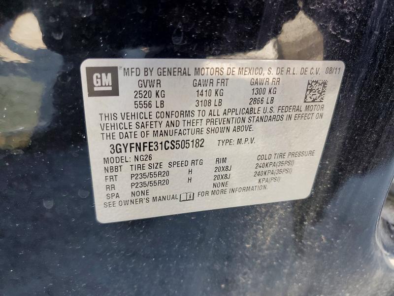 2012 Cadillac Srx მანქანა იყიდება აუქციონზე, vin: 3GYFNFE31CS505182, აუქციონის ნომერი: 50593096