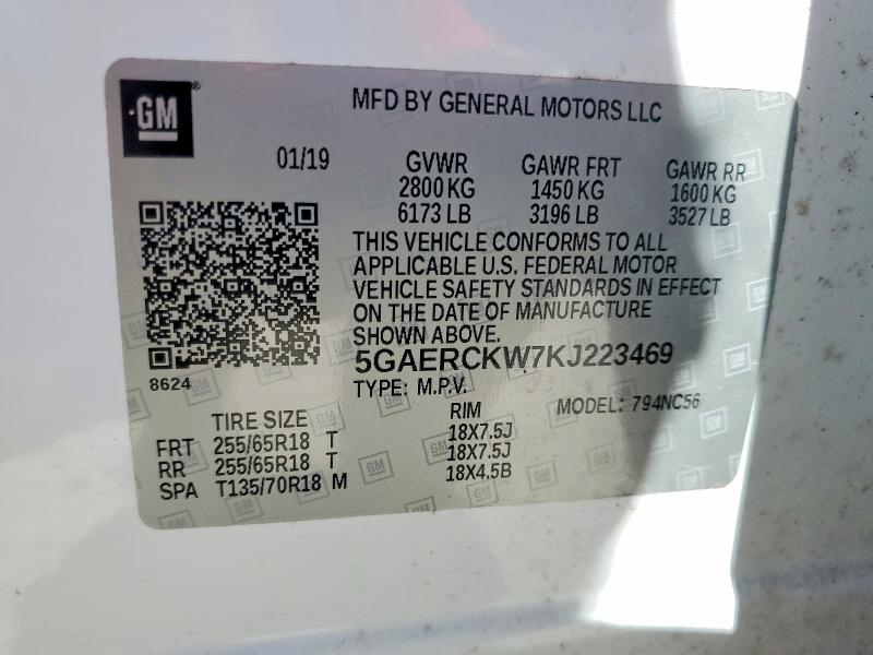 Aukcja sprzedaży 2019 Buick Enclave, vin: 5GAERCKW7KJ223469, numer aukcji: 49948266