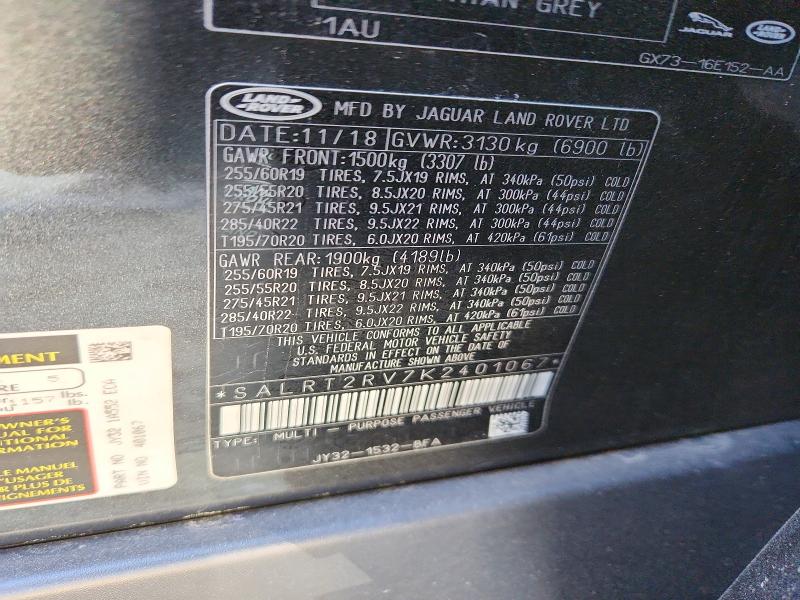 Aukcja sprzedaży 2019 Land Rover Discovery, vin: SALRT2RV7K2401067, numer aukcji: 51408116