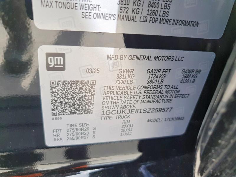 51182406 :رقم المزاد ، 1GCUKJE81SZ259577 vin ، 2025 Chevrolet Silverado مزاد بيع