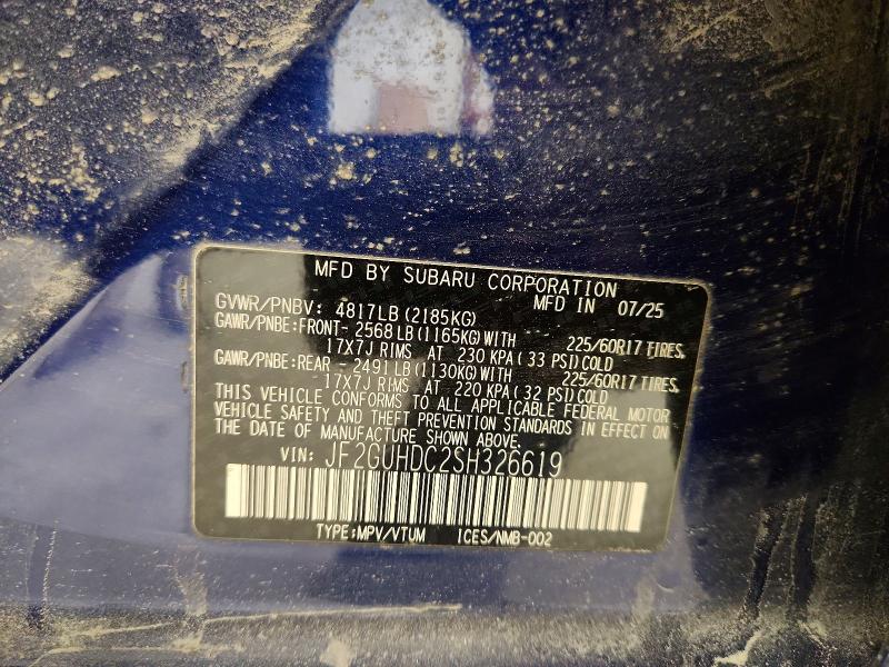 2025 Subaru Crosstrek მანქანა იყიდება აუქციონზე, vin: JF2GUHDC2SH326619, აუქციონის ნომერი: 49569326