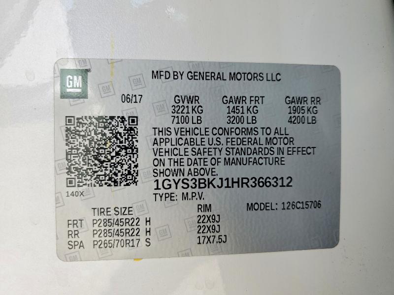 Продаж на аукціоні авто 2017 Cadillac Escalade, vin: 1GYS3BKJ1HR366312, номер лоту: 51541716