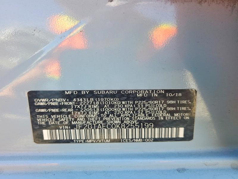 Aukcja sprzedaży 2019 Subaru Crosstrek, vin: JF2GTAEC0K8255199, numer aukcji: 47022696