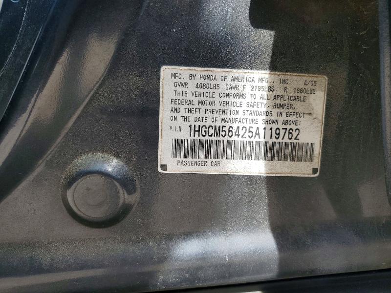 49076776 :رقم المزاد ، 1HGCM56425A119762 vin ، 2005 Honda Accord مزاد بيع