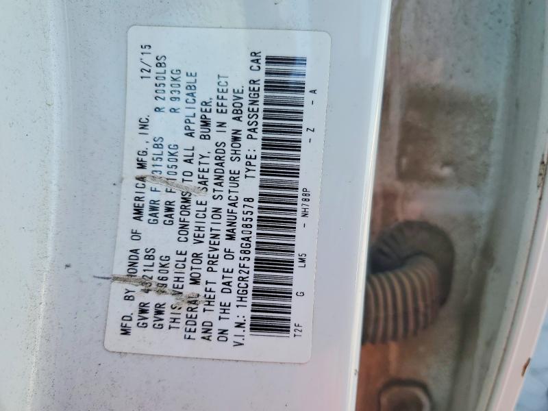 Aukcja sprzedaży 2016 Honda Accord, vin: 1HGCR2F58GA085578, numer aukcji: 50130166