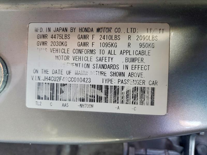 49602726 :رقم المزاد ، JH4CU2F49CC010423 vin ، 2012 Acura Tsx مزاد بيع