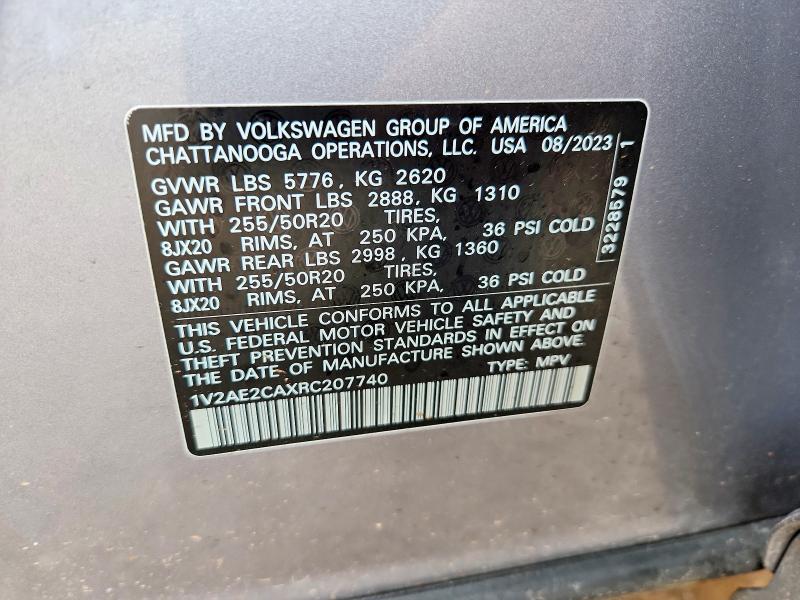 Aukcja sprzedaży 2024 Volkswagen Atlas Cross Sport, vin: 1V2AE2CAXRC207740, numer aukcji: 49621786