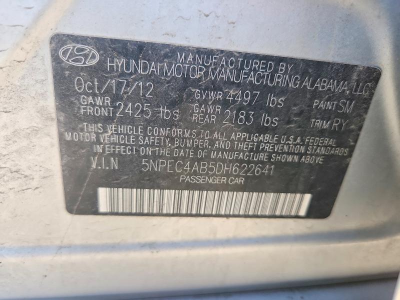 49055396 :رقم المزاد ، 5NPEC4AB5DH622641 vin ، 2013 Hyundai Sonata مزاد بيع