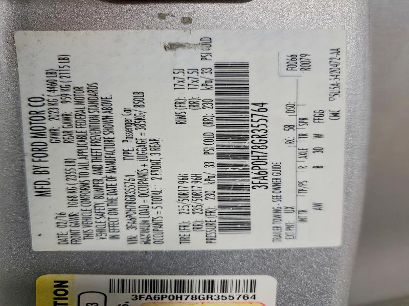 Aukcja sprzedaży 2016 Ford Fusion, vin: 3FA6P0H78GR355764, numer aukcji: 48535236