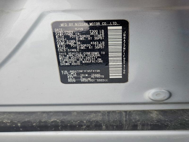 Продаж на аукціоні авто 2015 Infiniti Qx80, vin: JN8AZ2NF1F9574196, номер лоту: 50084666