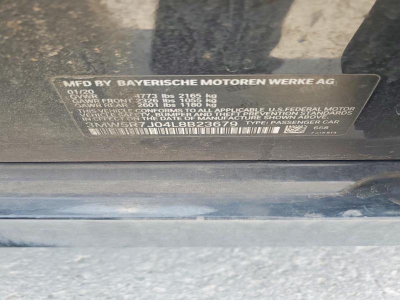 2020 Bmw 330xi მანქანა იყიდება აუქციონზე, vin: 3MW5R7J04L8B23679, აუქციონის ნომერი: 50597416