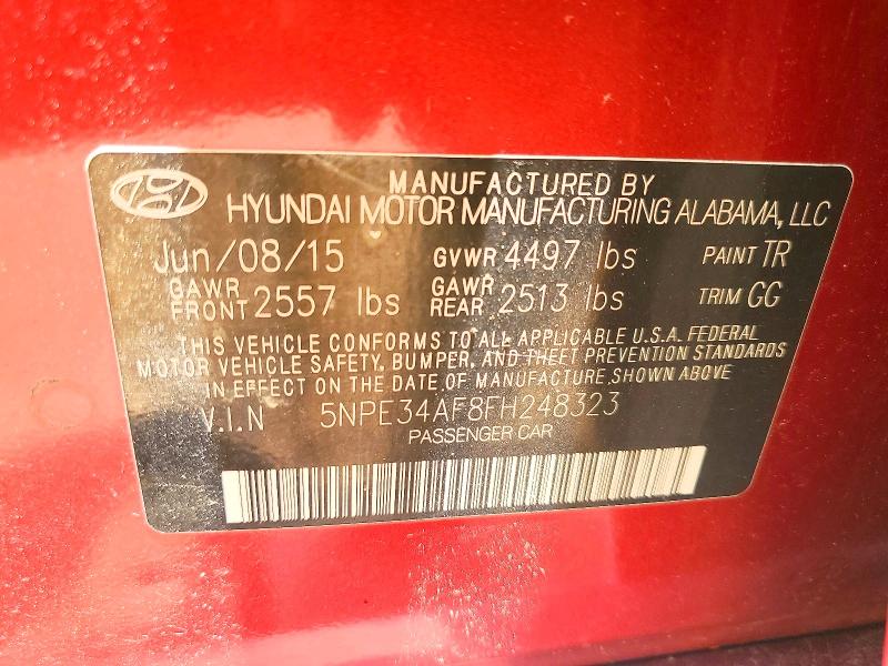 48425296 :رقم المزاد ، 5NPE34AF8FH248323 vin ، 2015 Hyundai Sonata مزاد بيع