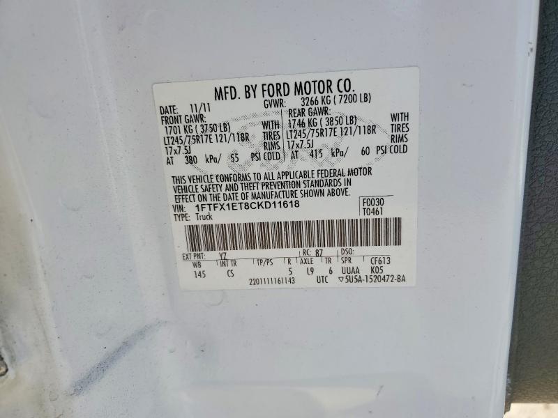 51319046 :رقم المزاد ، 1FTFX1ET8CKD11618 vin ، 2012 Ford F150 مزاد بيع