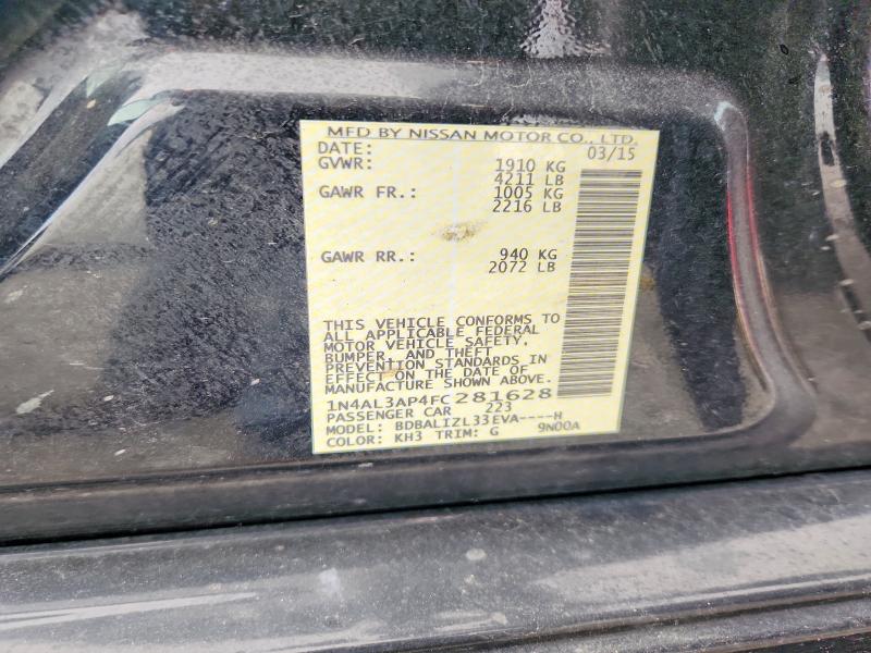 Продаж на аукціоні авто 2015 Nissan Altima, vin: 1N4AL3AP4FC281628, номер лоту: 50654926